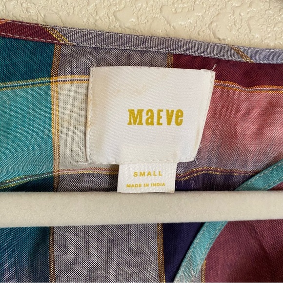 Anthropologie Maeve Metallic Patchwork Plaid Sleeveless Boho Lagenlook Dress - Picture 5 of 11